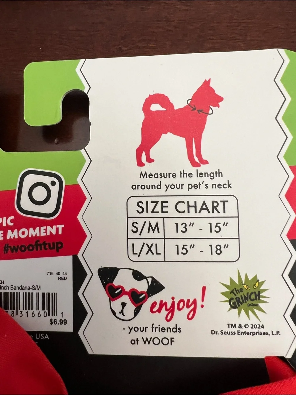 Grinch Pet Bandana for Dogs - Red Trim Holiday Bandana